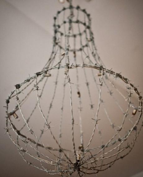 Chandelier made from Barbed Wire