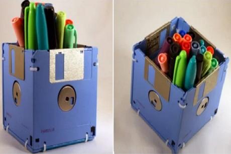 Floppy Disk Pen and Pencil Holder