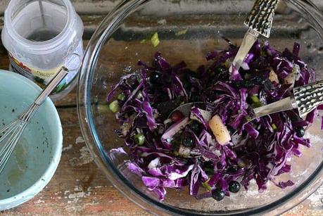 crunchy pineapple blueberry slaw