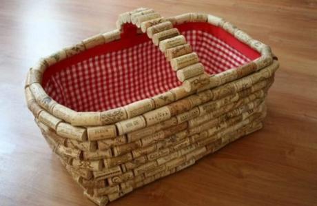 Basket made with Recycled Corks