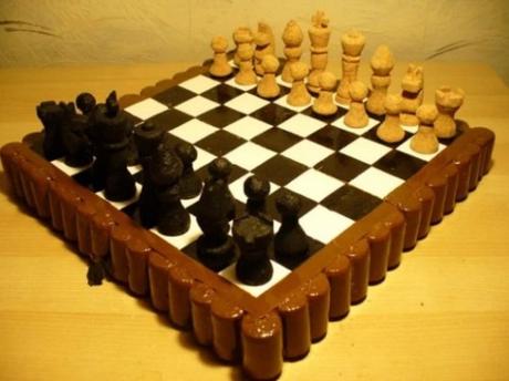 Chess set made from old corks