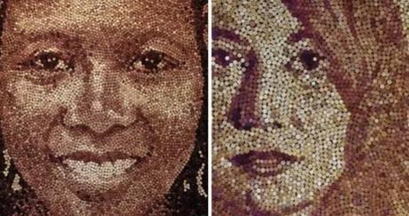 Portraits made with corks