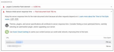 server response time measurement screenshot