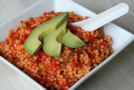 Israeli Couscous with Red Pepper Sauce