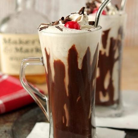 Bourbon Milkshake with Hot Fudge