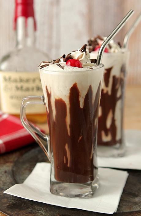 Bourbon Milkshake with Hot Fudge