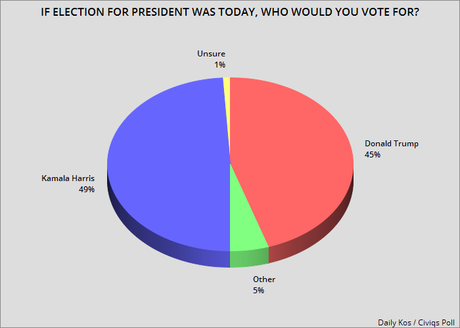 Civiqs Poll Has Harris Leading Trump By Four Points