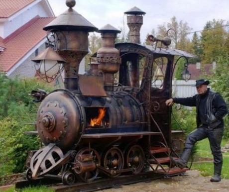 Steam Train Inspired BBQ Grill