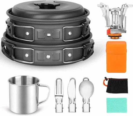 23 Top Rated Camping Mess Kits: Best Types 6 Odoland 10pcs Camping Cookware Mess Kit