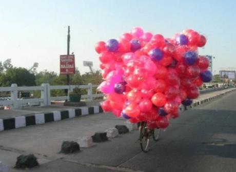 Bicycle Overloaded With coloured balls