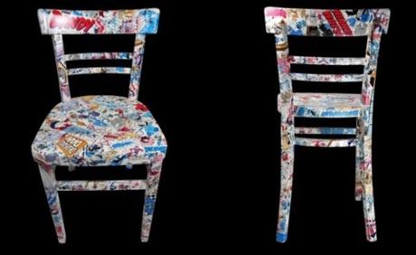 Comic inspired wooden painted chair