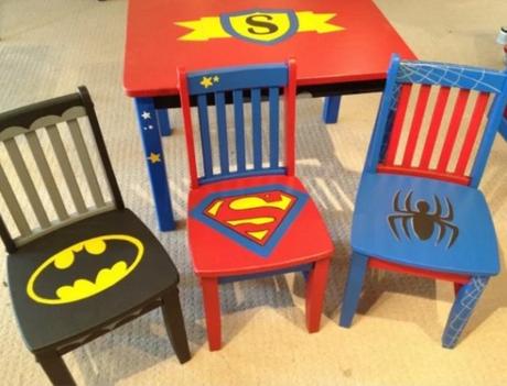 Super Hero inspired wooden painted chair