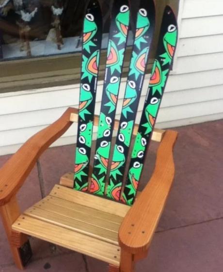 Kermit the Frog inspired wooden painted chair