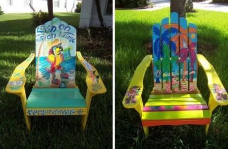 Summer inspired wooden painted chair