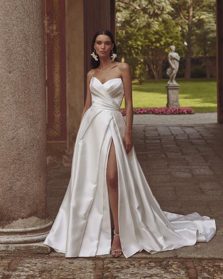 bridal dresses simple a line strapless neckline dominiss