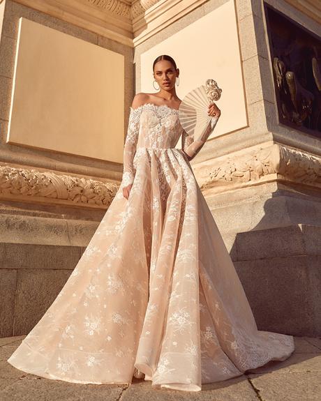 bridal dresses ball gown lace with long sleeves off the shoulder galia lahav