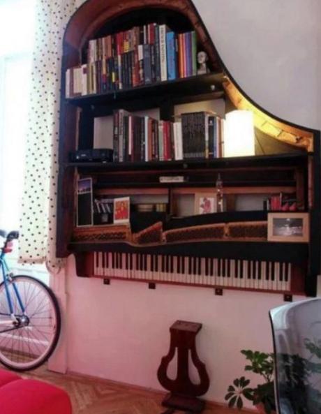 Piano Turned into book shelf