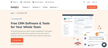 Hubspot CRM software web Interface