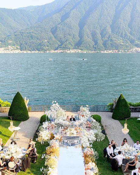 angelina and vladyslavs wedding panoramic view of newlyweds and guests