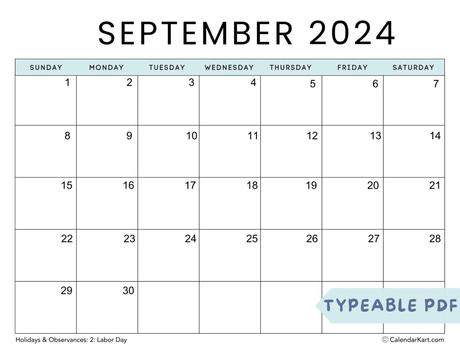 September Calendar