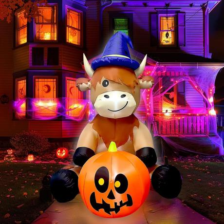 25 Best Halloween Inflatables to Buy in 2024 Cow Holding Pumpkin Inflatable