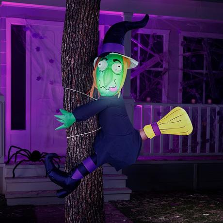 25 Best Halloween Inflatables to Buy in 2024 Witch Crashing Into Tree with Build-in LEDs