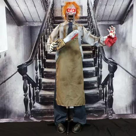 Animatronic Zombie Carver with Movement, Sound, and Light-Up Eyes