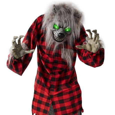 Standing Werewolf, Howling Hudson Halloween Animatronic w/Pre-Recorded Phrases, LED Eyes