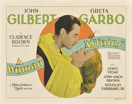 Lobby card for A Woman of Affairs with Greta Garbo and John Gilbert.