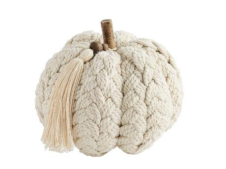 Cream Braided Rope Pumpkin for Halloween
