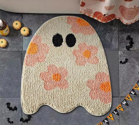 Cute Ghost Halloween Boho Bath Mat