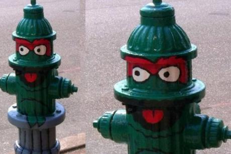 Art attacked fire hydrant: Oscar the grouch theme