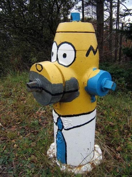 Art attacked fire hydrant: Homer Simpson theme