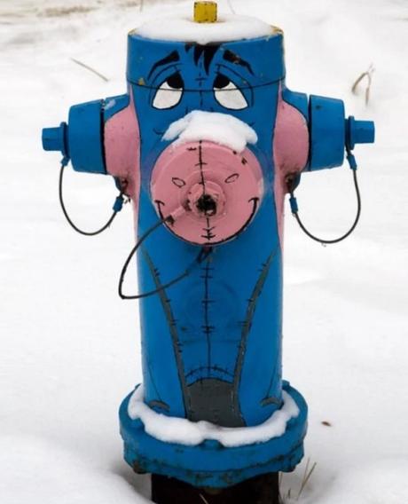 Art attacked fire hydrant: Eeyore theme