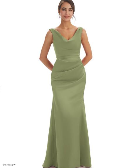 bridesmaid dresses ideas from chicsew Floor Length Dusty Sage Bridesmaid Dresses