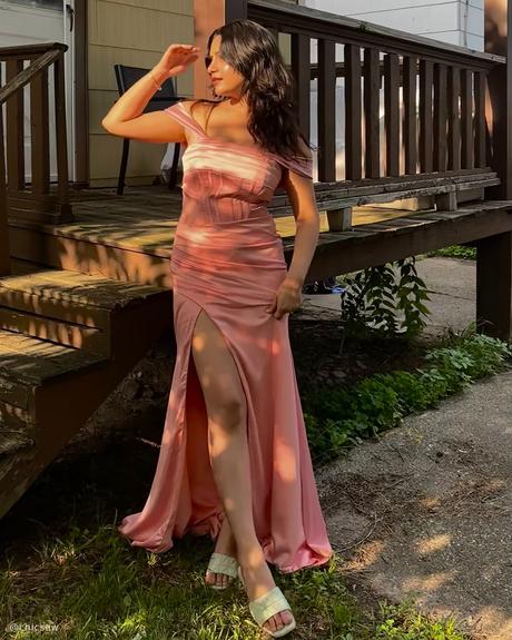 bridesmaid dresses ideas from chicsew Off Shoulder Flamingo Bridesmaid Dresses