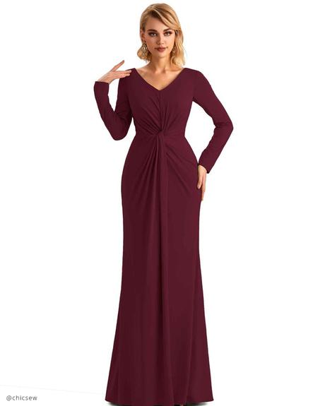 bridesmaid dresses ideas from chicsew Long Sleeved Maroon Bridesmaid Dresses