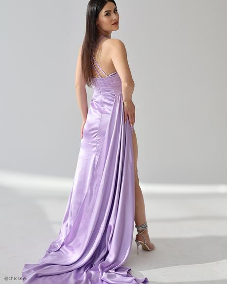 bridesmaid dresses ideas from chicsew Side Slit Lilac Bridesmaid Dresses