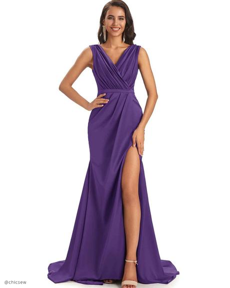 bridesmaid dresses ideas from chicsew V Neck Unique Plum Bridesmaid Dresses