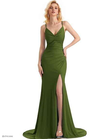 bridesmaid dresses ideas from chicsew Jersey Formal Olive Green Bridesmaid Dresses