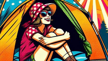 A smart camper relaxing in a comfortable tent A smart camper relaxing in a comfortable tent