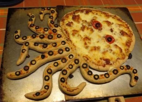 Octopus-shaped pizza