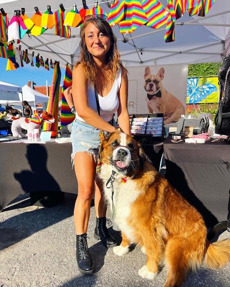 Hazel the Saint Bernese dog celebrating Pride Month, Paws For Reaction blog