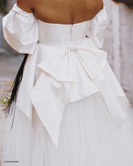 where to find vintage wedding dresses bow back details shareenbridal