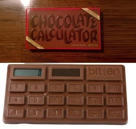 Calculator shaped like a chocolate bar