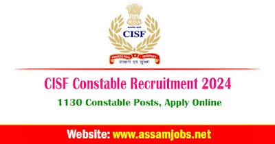 CISF Constable Recruitment 2024 | 1130 Constable (Fire) Posts, Apply Online