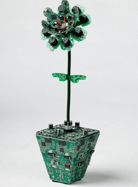 Potted Flower made with Printed circuit boards (PCB)