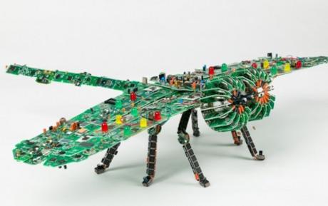 Dragonfly made with Printed circuit boards (PCB)