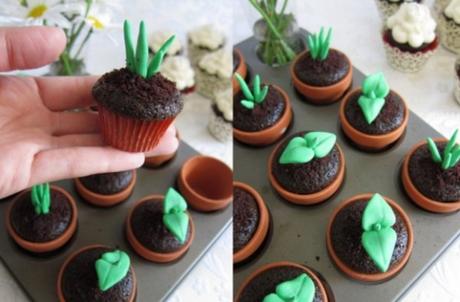 Pot plant shaped cake