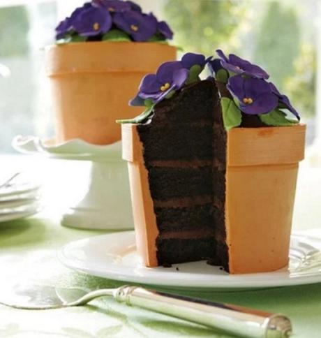 Pot plant shaped cake